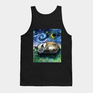 Sleepy Siamese Cat Night Tank Top